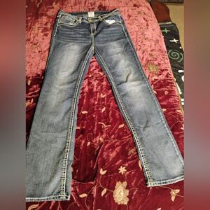 Realco Classic Blue Straight Leg Jeans with Faded Wash